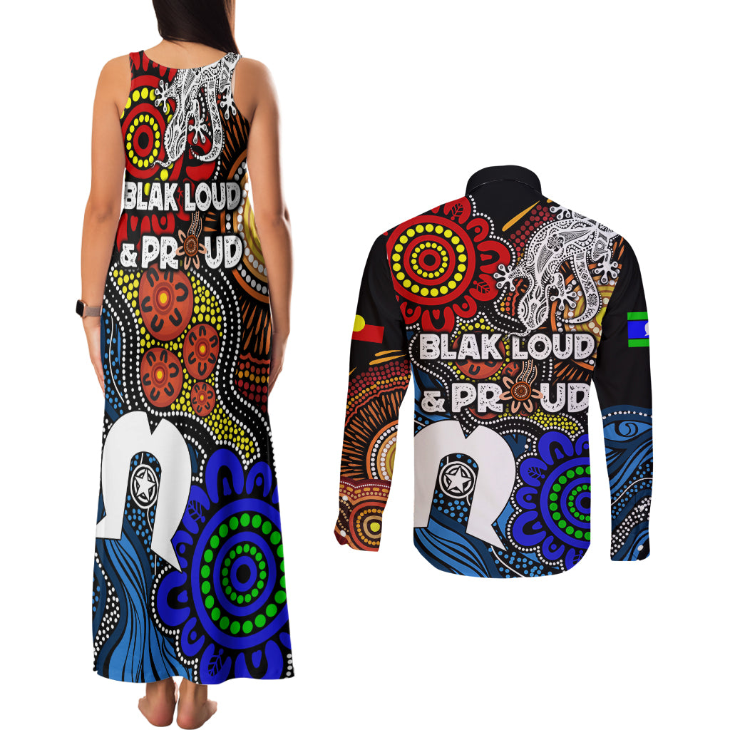 NAIDOC Week 2024 Indigenous Couples Matching Tank Maxi Dress and Long Sleeve Button Shirt Keep The Fire Burning