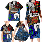 NAIDOC Week 2024 Indigenous Family Matching Long Sleeve Bodycon Dress and Hawaiian Shirt Keep The Fire Burning