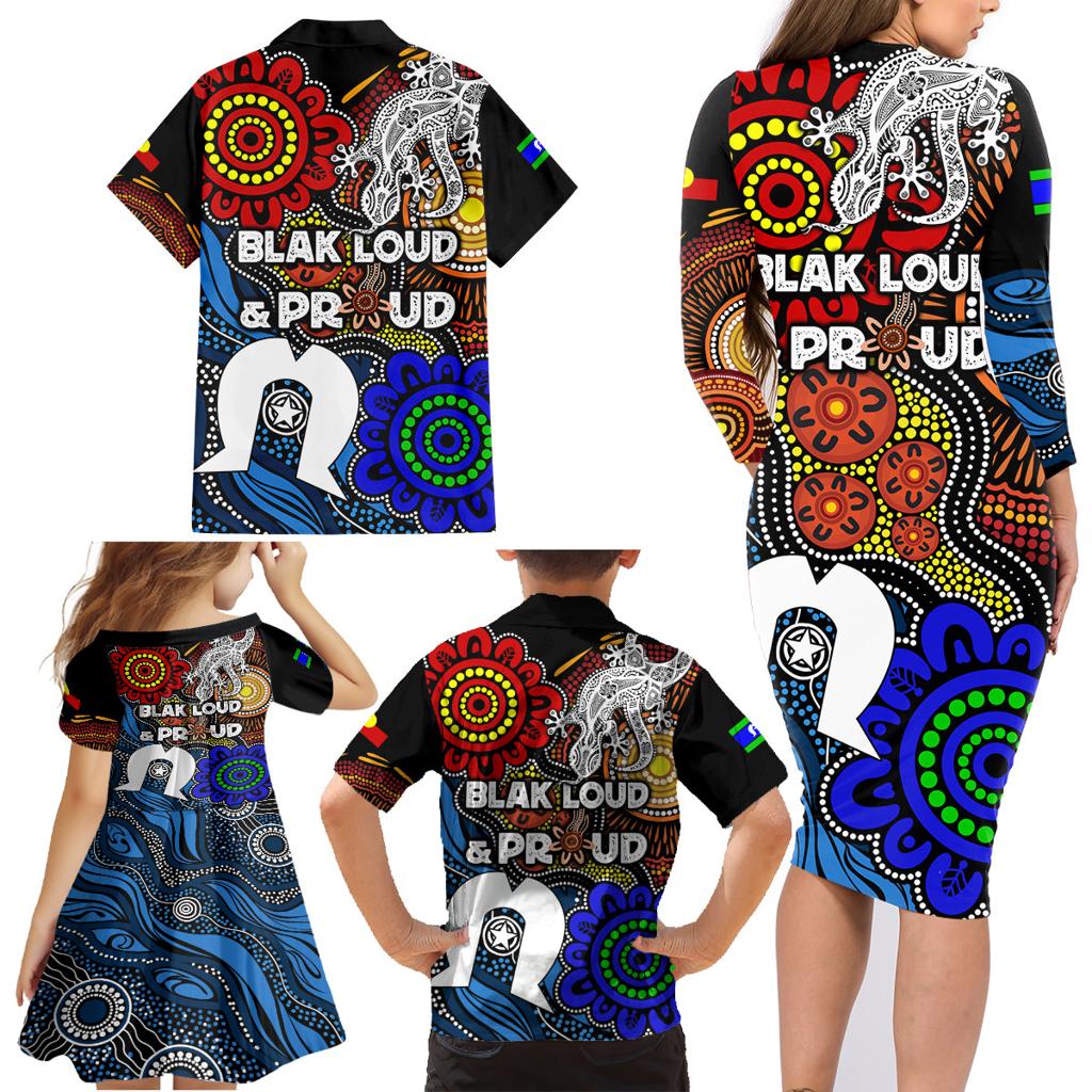 NAIDOC Week 2024 Indigenous Family Matching Long Sleeve Bodycon Dress and Hawaiian Shirt Keep The Fire Burning