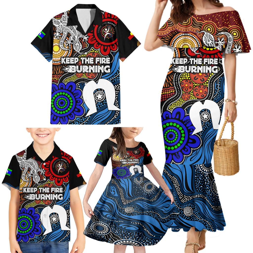 NAIDOC Week 2024 Indigenous Family Matching Mermaid Dress and Hawaiian Shirt Keep The Fire Burning
