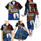 NAIDOC Week 2024 Indigenous Family Matching Off Shoulder Long Sleeve Dress and Hawaiian Shirt Keep The Fire Burning