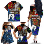 NAIDOC Week 2024 Indigenous Family Matching Off Shoulder Long Sleeve Dress and Hawaiian Shirt Keep The Fire Burning