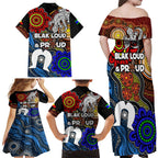 NAIDOC Week 2024 Indigenous Family Matching Off Shoulder Maxi Dress and Hawaiian Shirt Keep The Fire Burning