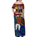 NAIDOC Week 2024 Indigenous Family Matching Off Shoulder Maxi Dress and Hawaiian Shirt Keep The Fire Burning