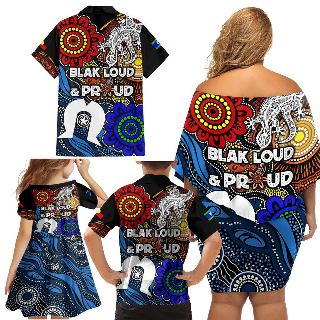 NAIDOC Week 2024 Indigenous Family Matching Off Shoulder Short Dress and Hawaiian Shirt Keep The Fire Burning