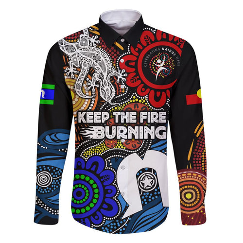 NAIDOC Week 2024 Indigenous Family Matching Off Shoulder Short Dress and Hawaiian Shirt Keep The Fire Burning