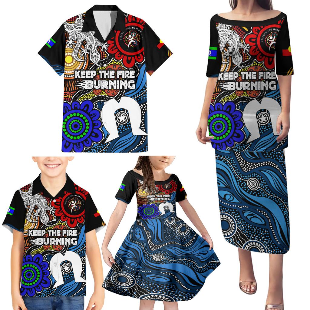 NAIDOC Week 2024 Indigenous Family Matching Puletasi and Hawaiian Shirt Keep The Fire Burning