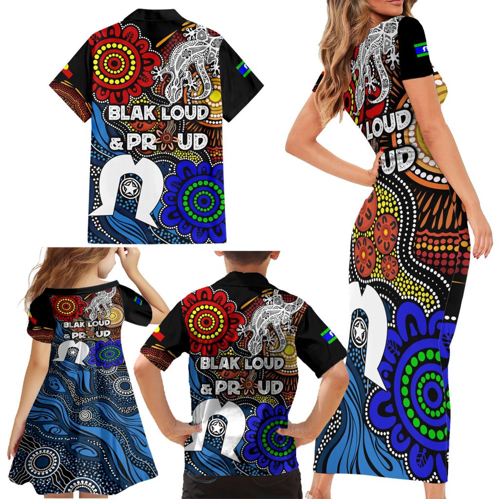 NAIDOC Week 2024 Indigenous Family Matching Short Sleeve Bodycon Dress and Hawaiian Shirt Keep The Fire Burning