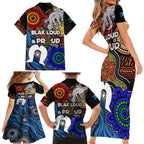 NAIDOC Week 2024 Indigenous Family Matching Short Sleeve Bodycon Dress and Hawaiian Shirt Keep The Fire Burning