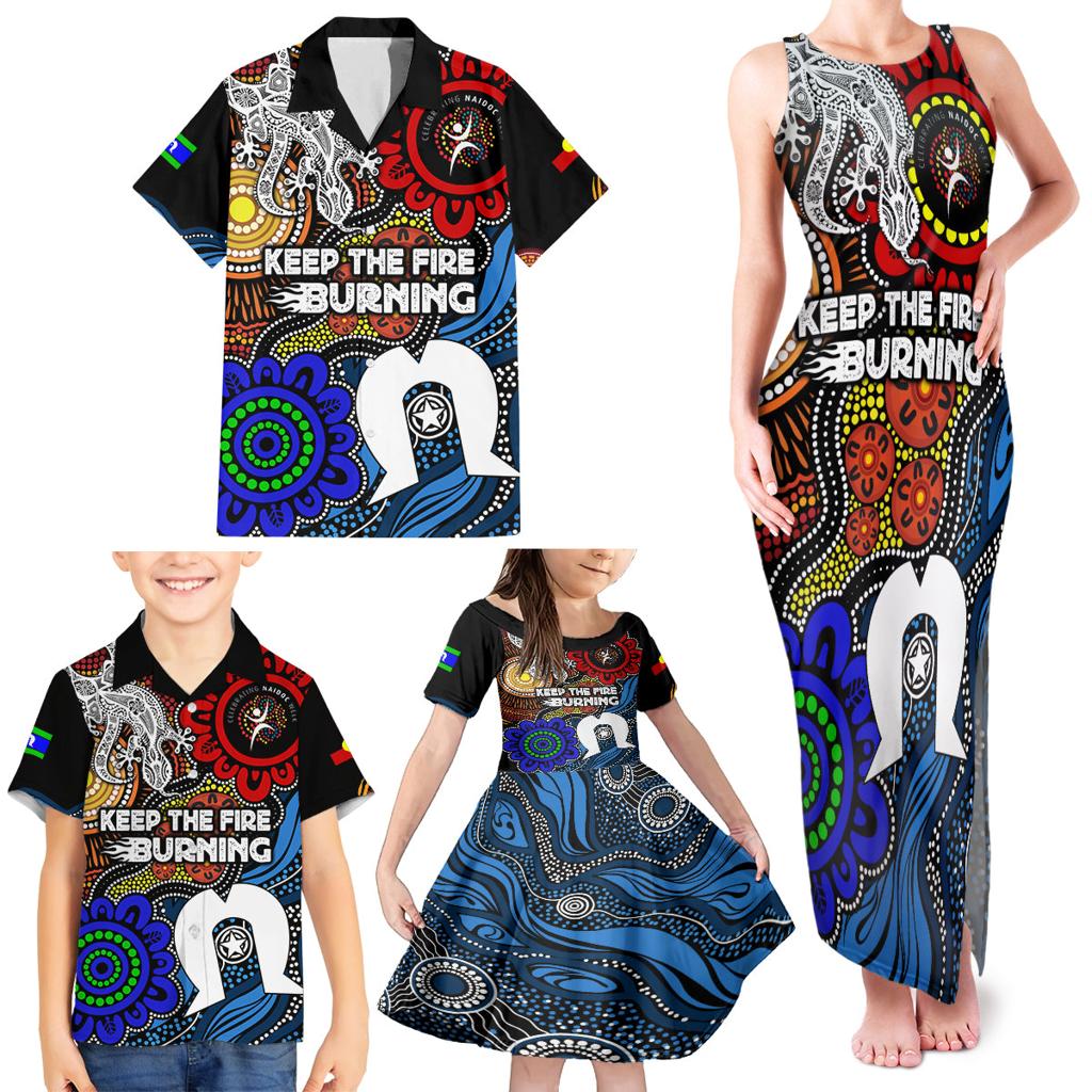 NAIDOC Week 2024 Indigenous Family Matching Tank Maxi Dress and Hawaiian Shirt Keep The Fire Burning