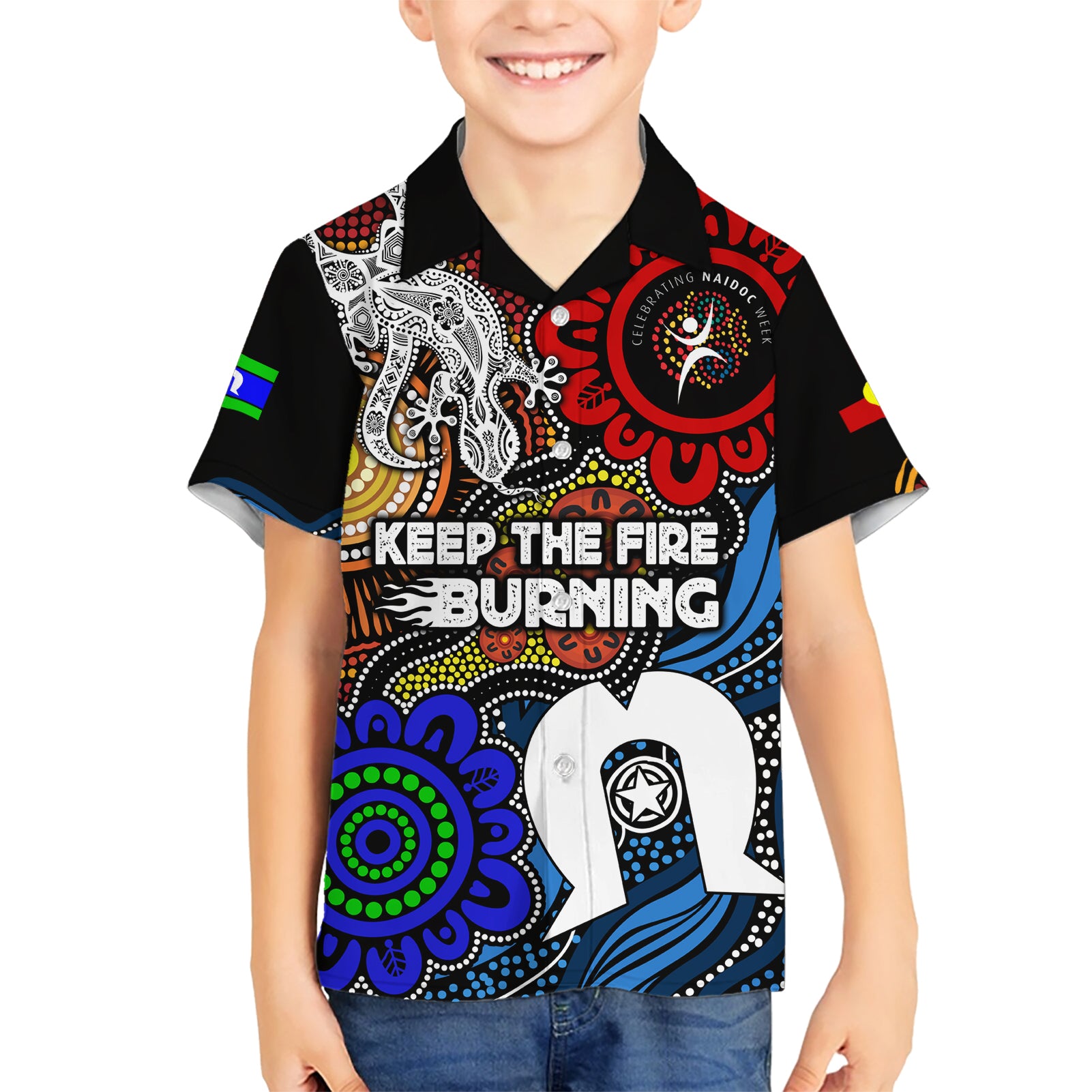 NAIDOC Week 2024 Indigenous Hawaiian Shirt Keep The Fire Burning