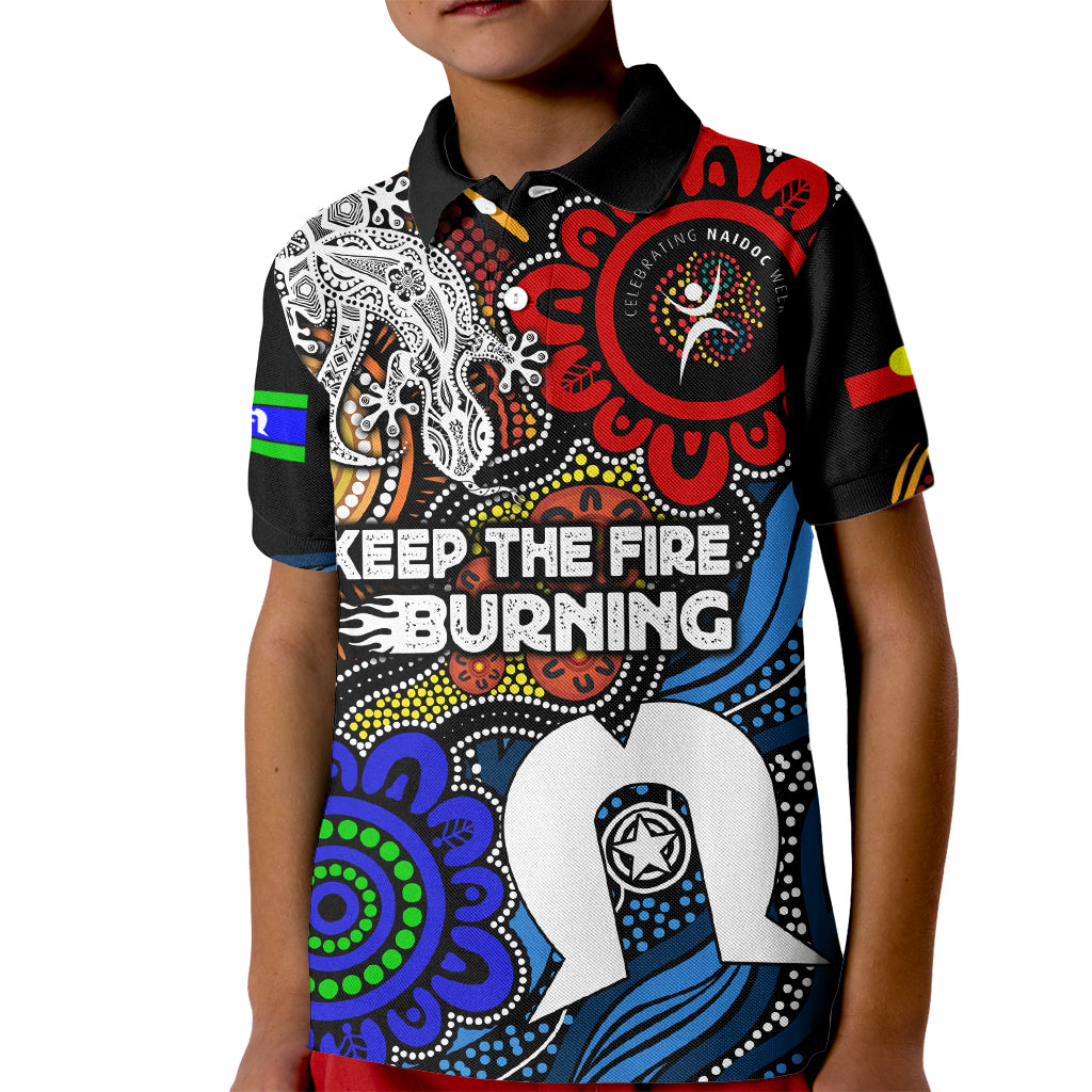 NAIDOC Week 2024 Indigenous Kid Polo Shirt Keep The Fire Burning
