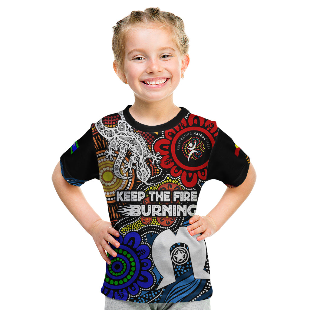 NAIDOC Week 2024 Indigenous Kid T Shirt Keep The Fire Burning