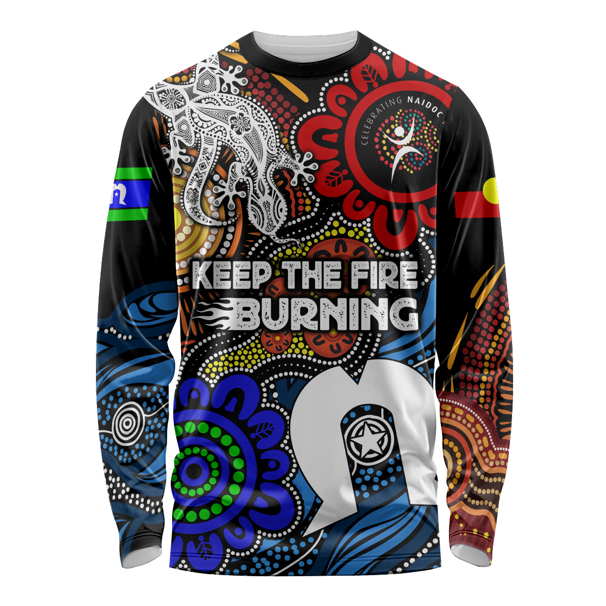 NAIDOC Week 2024 Indigenous Long Sleeve Shirt Keep The Fire Burning