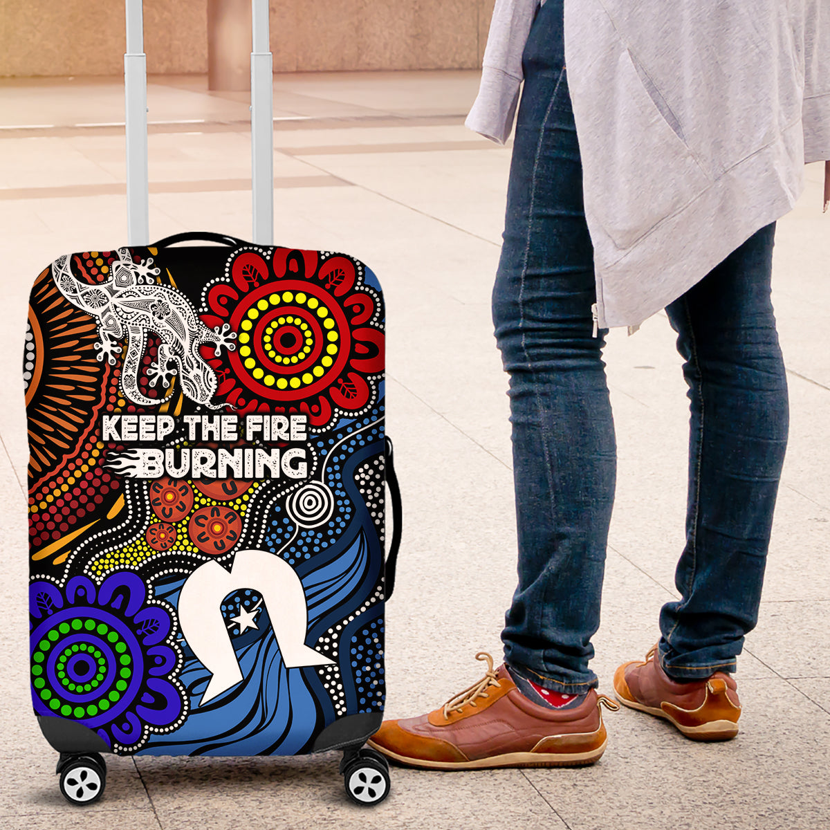 NAIDOC Week 2024 Indigenous Luggage Cover Keep The Fire Burning