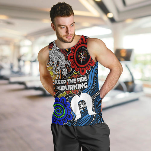 NAIDOC Week 2024 Indigenous Men Tank Top Keep The Fire Burning