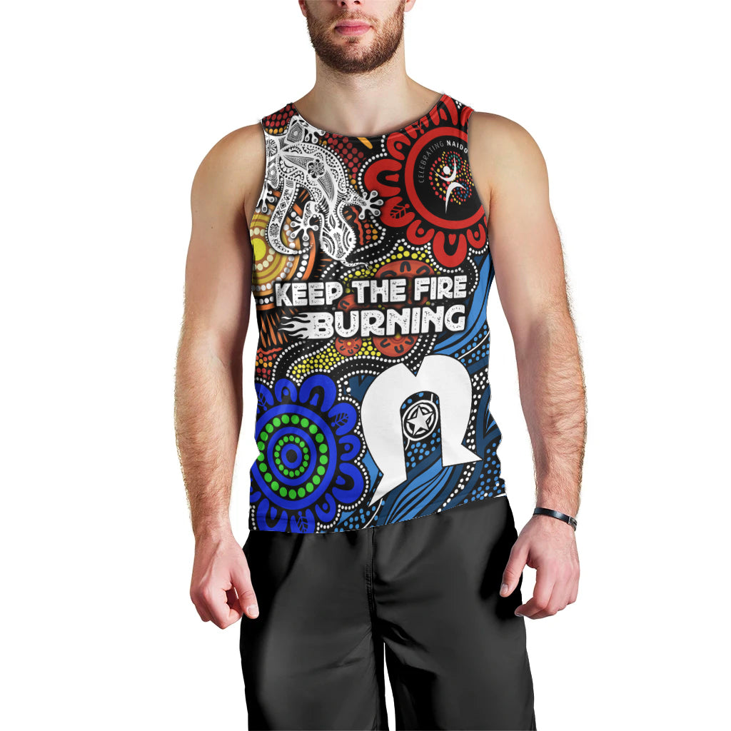 NAIDOC Week 2024 Indigenous Men Tank Top Keep The Fire Burning