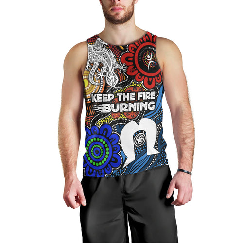 NAIDOC Week 2024 Indigenous Men Tank Top Keep The Fire Burning