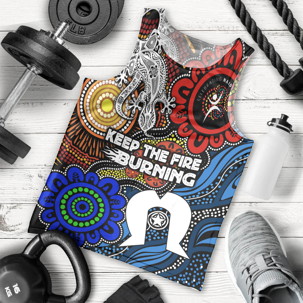 NAIDOC Week 2024 Indigenous Men Tank Top Keep The Fire Burning