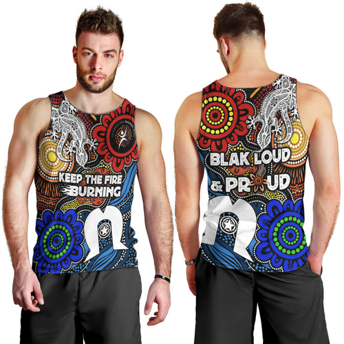NAIDOC Week 2024 Indigenous Men Tank Top Keep The Fire Burning