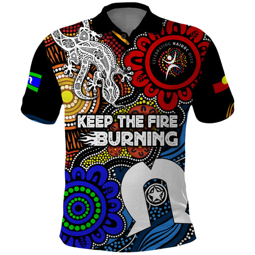 NAIDOC Week 2024 Indigenous Polo Shirt Keep The Fire Burning