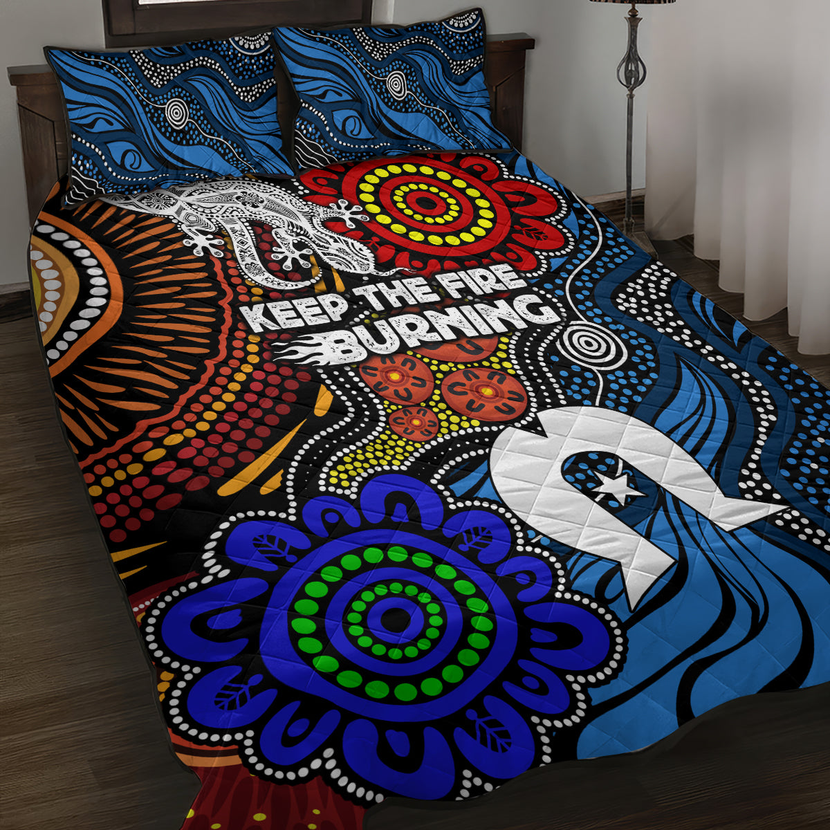 NAIDOC Week 2024 Indigenous Quilt Bed Set Keep The Fire Burning