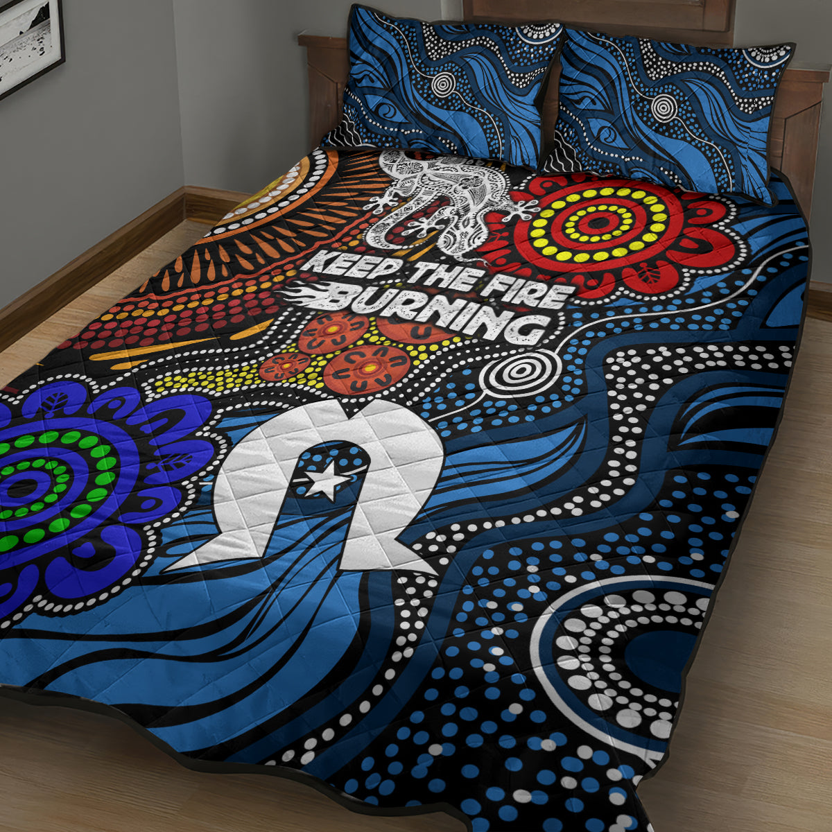 NAIDOC Week 2024 Indigenous Quilt Bed Set Keep The Fire Burning