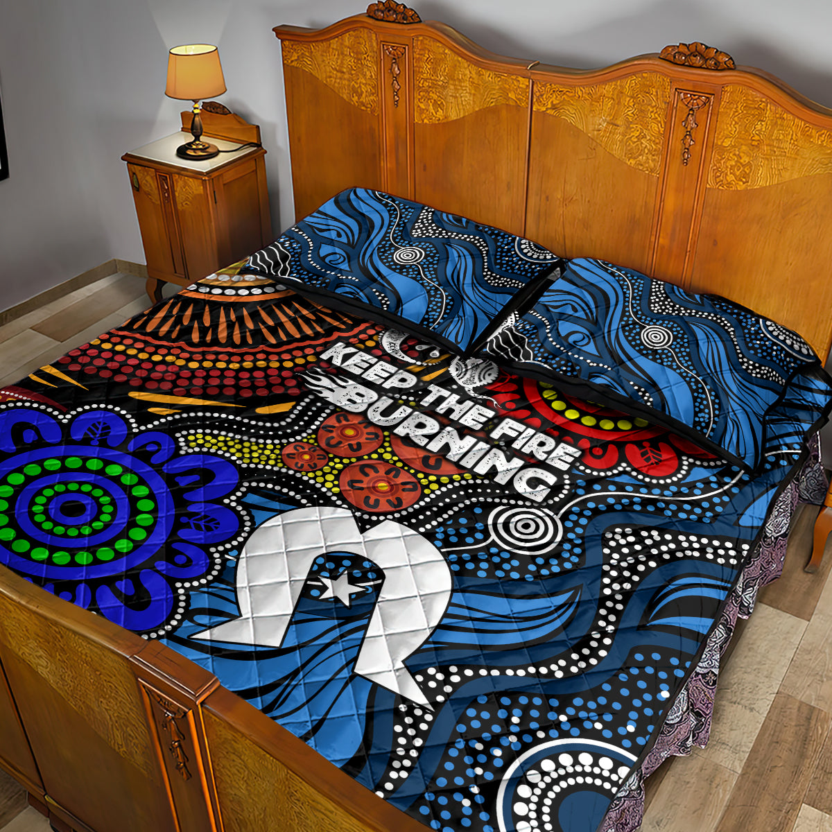 NAIDOC Week 2024 Indigenous Quilt Bed Set Keep The Fire Burning