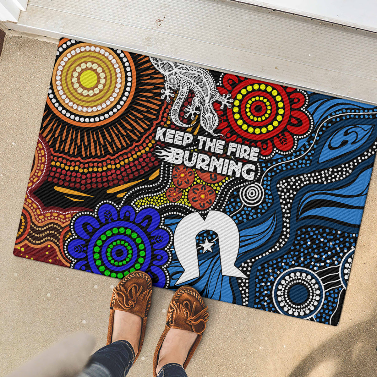 NAIDOC Week 2024 Indigenous Rubber Doormat Keep The Fire Burning