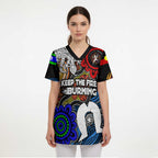 NAIDOC Week 2024 Indigenous Scrub Top Keep The Fire Burning - Aussie Hoodie