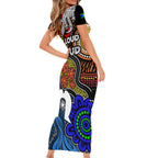 NAIDOC Week 2024 Indigenous Short Sleeve Bodycon Dress Keep The Fire Burning