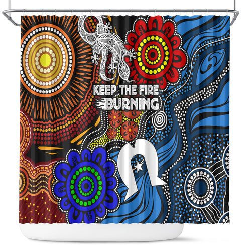 NAIDOC Week 2024 Indigenous Shower Curtain Keep The Fire Burning