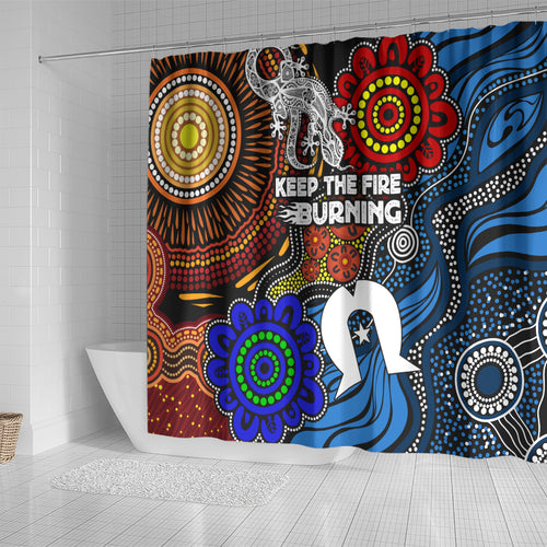 NAIDOC Week 2024 Indigenous Shower Curtain Keep The Fire Burning
