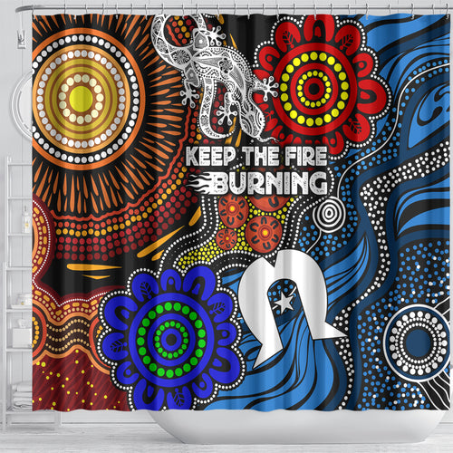 NAIDOC Week 2024 Indigenous Shower Curtain Keep The Fire Burning
