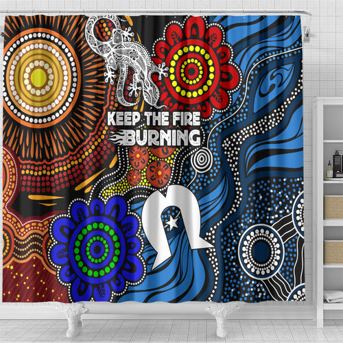 NAIDOC Week 2024 Indigenous Shower Curtain Keep The Fire Burning