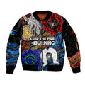 NAIDOC Week 2024 Indigenous Sleeve Zip Bomber Jacket Keep The Fire Burning