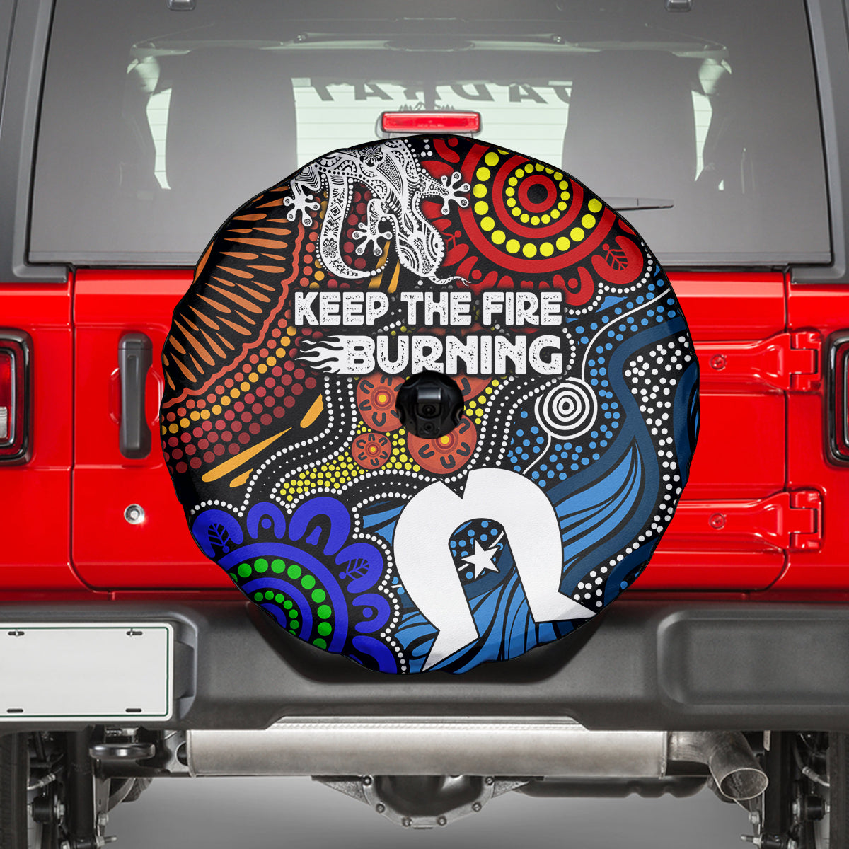 NAIDOC Week 2024 Indigenous Spare Tire Cover Keep The Fire Burning