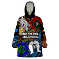 NAIDOC Week 2024 Indigenous Wearable Blanket Hoodie Keep The Fire Burning