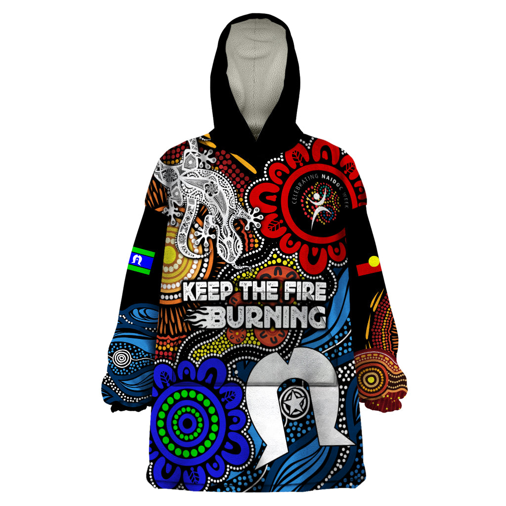 NAIDOC Week 2024 Indigenous Wearable Blanket Hoodie Keep The Fire Burning