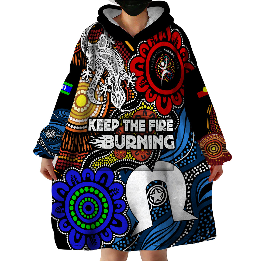 NAIDOC Week 2024 Indigenous Wearable Blanket Hoodie Keep The Fire Burning