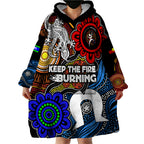 NAIDOC Week 2024 Indigenous Wearable Blanket Hoodie Keep The Fire Burning
