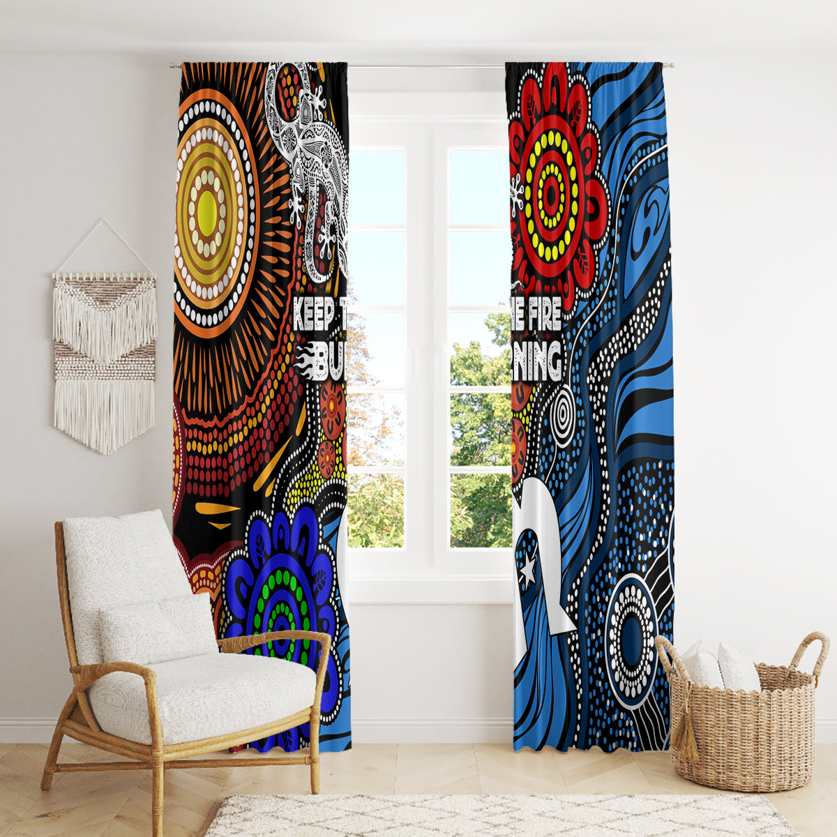 NAIDOC Week 2024 Indigenous Window Curtain Keep The Fire Burning