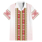 Lithuania Folk Pattern Vytis Motif Family Matching Off The Shoulder Long Sleeve Dress and Hawaiian Shirt