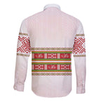 Lithuania Folk Pattern Vytis Motif Family Matching Off The Shoulder Long Sleeve Dress and Hawaiian Shirt