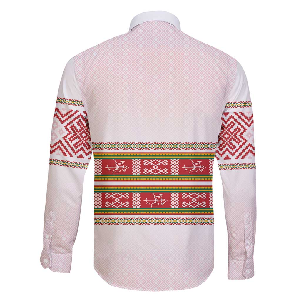 Lithuania Folk Pattern Vytis Motif Family Matching Off Shoulder Maxi Dress and Hawaiian Shirt