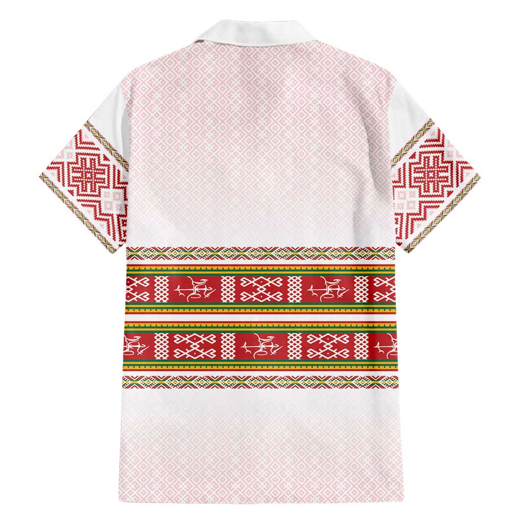 Lithuania Folk Pattern Vytis Motif Family Matching Off Shoulder Short Dress and Hawaiian Shirt