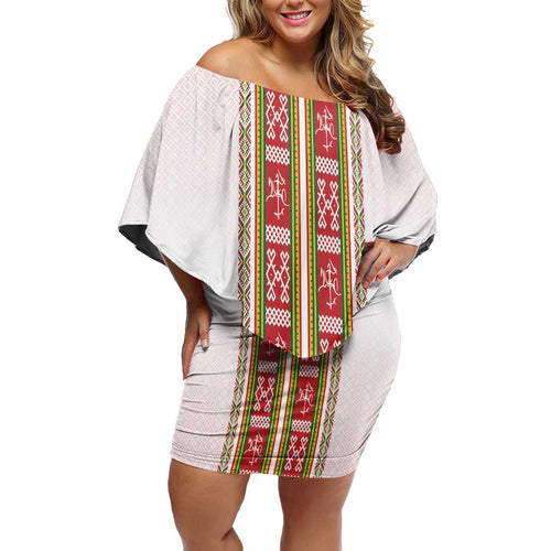 Lithuania Folk Pattern Vytis Motif Family Matching Off Shoulder Short Dress and Hawaiian Shirt