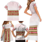 Lithuania Folk Pattern Vytis Motif Family Matching Short Sleeve Bodycon Dress and Hawaiian Shirt
