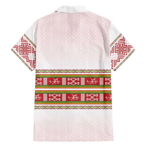 Lithuania Folk Pattern Vytis Motif Family Matching Short Sleeve Bodycon Dress and Hawaiian Shirt