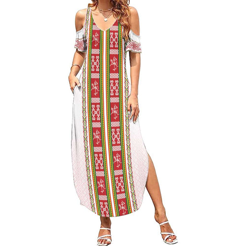 Lithuania Folk Pattern Vytis Motif Family Matching Summer Maxi Dress and Hawaiian Shirt